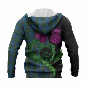 Donegal County Ireland Tartan Knitted Hoodie Traditional Scottish Thistle