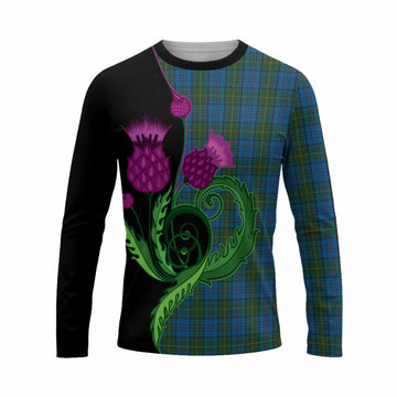Donegal County Ireland Tartan Long Sleeve T-Shirt Traditional Scottish Thistle