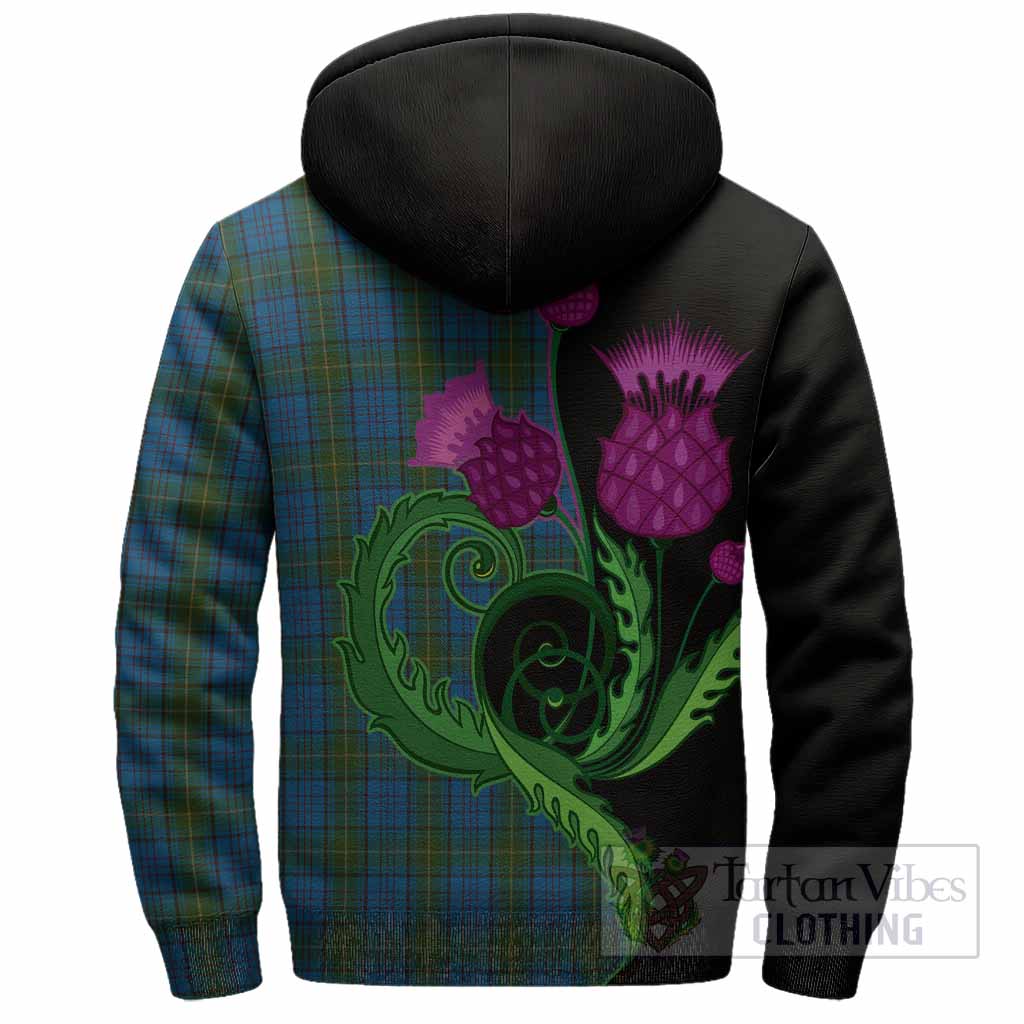 Donegal County Ireland Tartan Sherpa Hoodie Traditional Scottish Thistle