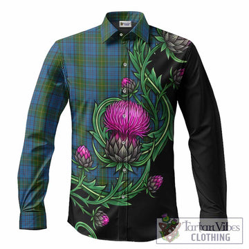Donegal Tartan Long Sleeve Button Shirts Resilient Scottish Thistle
