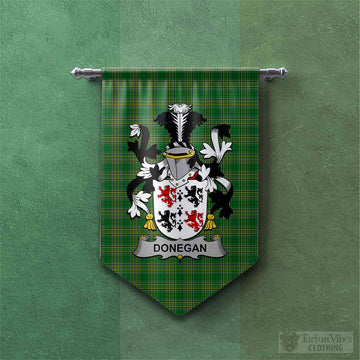 Donegan Irish Clan Tartan Gonfalon, Tartan Banner with Coat of Arms