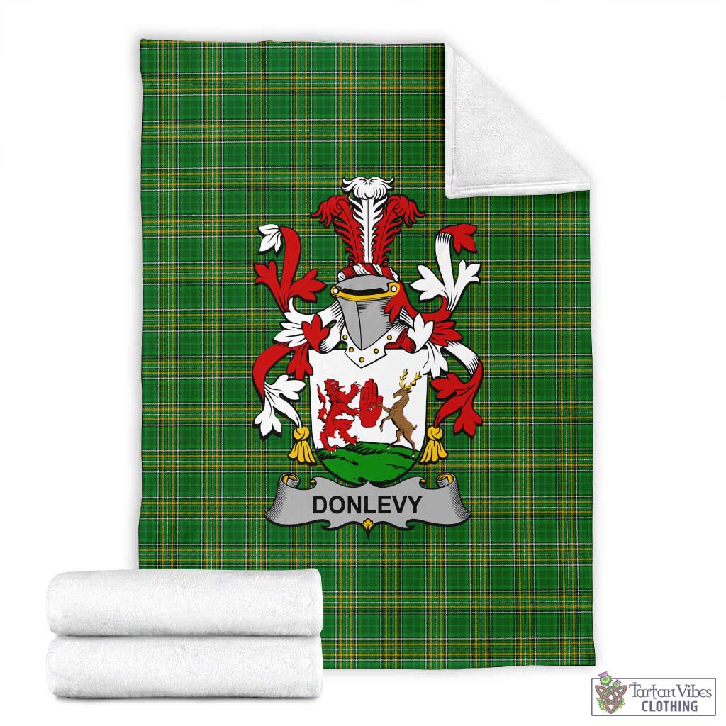 Donlevy Irish Clan Tartan Blanket with Coat of Arms X-Large 59 x 79 inches 150 x 200 cm - Tartan Vibes Clothing