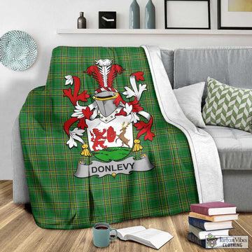 Tartan Vibes Clothing Donlevy Irish Clan Tartan Blanket with Coat of Arms