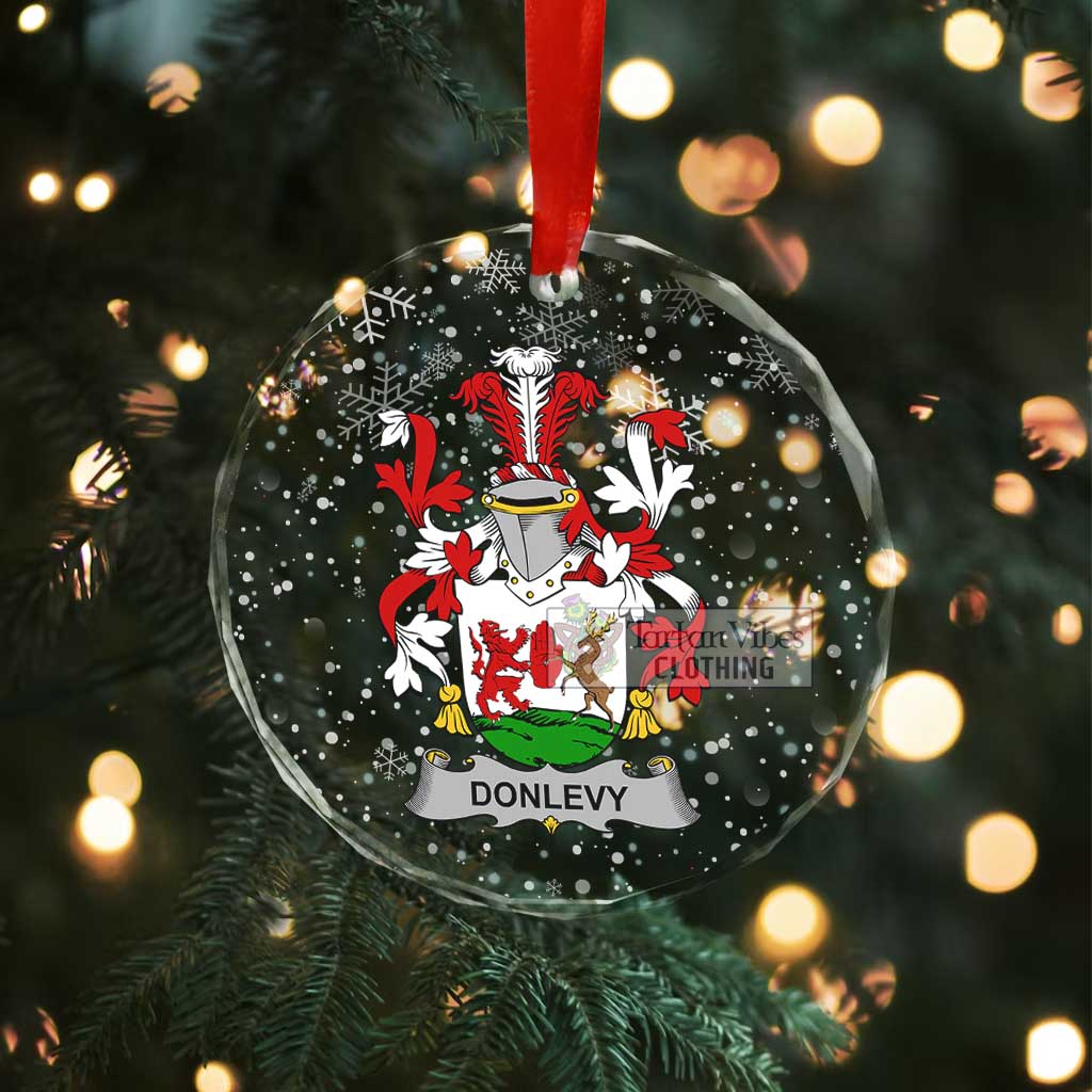 Donlevy Irish Clan Christmas Glass Ornament with Coat of Arms - 2D-tartanvibesclothing