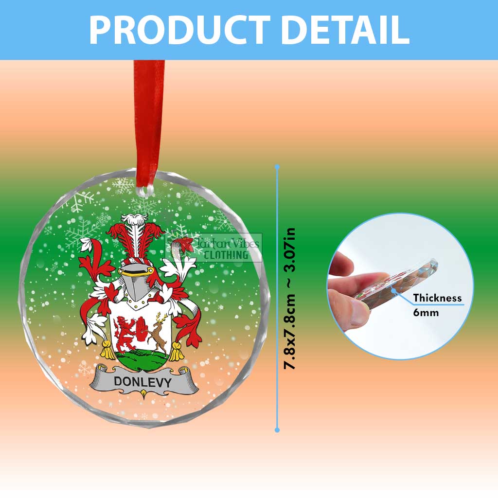Donlevy Irish Clan Christmas Glass Ornament with Coat of Arms - 2D-tartanvibesclothing
