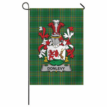 Donlevy Irish Clan Tartan Garden Flag with Coat of Arms