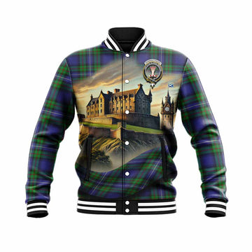 Donnachaidh Tartan Family Crest Baseball Jacket with Scottish Ancient Castle Style