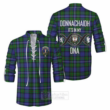 Tartan Vibes Clothing Donnachaidh Tartan Ghillie Kilt Shirt with Family Crest DNA In Me Style