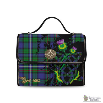 Donnachaidh Tartan Waterproof Canvas Bag with Scotland Map and Thistle Celtic Accents