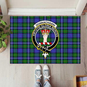 Donnachaidh Tartan Rubber Doormat with Family Crest