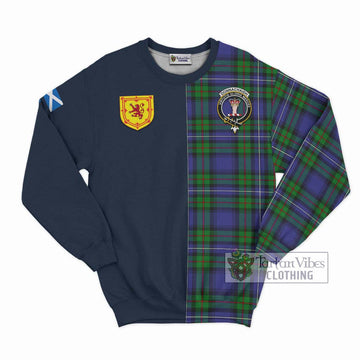 Tartan Vibes Clothing Donnachaidh Tartan Sweatshirt with Scottish Lion Royal Arm Half Style