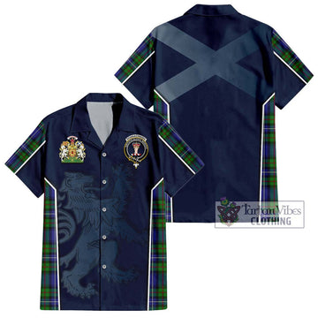 Donnachaidh Tartan Hawaiian Shirt with Family Crest and Lion Rampant Vibes Sport Style