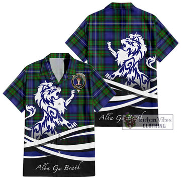 Donnachaidh Tartan Hawaiian Shirt with Alba Gu Brath Regal Lion Emblem