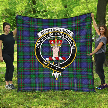 Donnachaidh Tartan Quilt with Family Crest