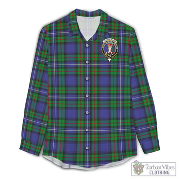 Tartan Vibes Clothing Donnachaidh Tartan Womens Casual Shirt with Family Crest