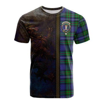 Donnachaidh Tartan Family Crest Cotton T-shirt Alba Gu Brath Be Brave Lion Ancient Style