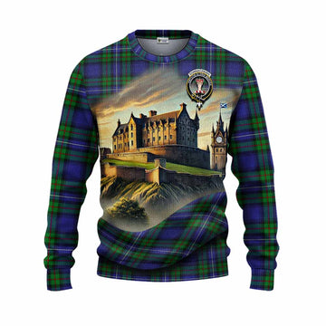 Donnachaidh Tartan Family Crest Knitted Sweater with Scottish Ancient Castle Style