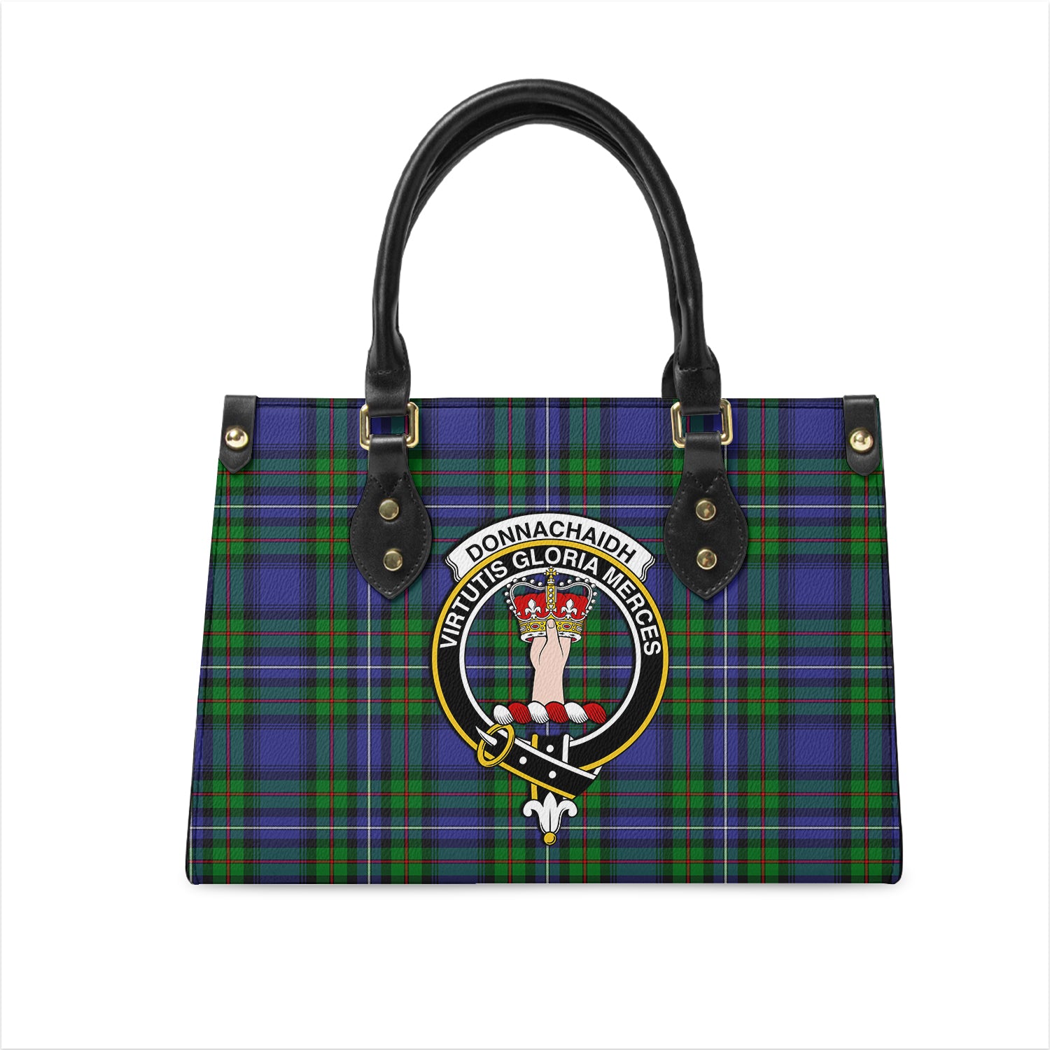 donnachaidh-tartan-leather-bag-with-family-crest