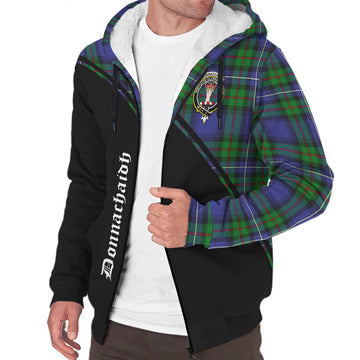 Donnachaidh Tartan Sherpa Hoodie with Family Crest Curve Style