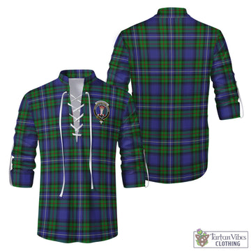 Donnachaidh Tartan Men's Scottish Traditional Jacobite Ghillie Kilt Shirt with Family Crest