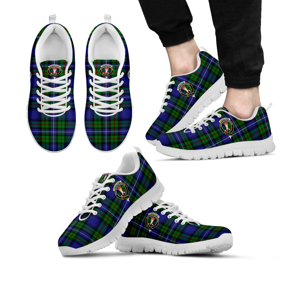 Donnachaidh Tartan Sneakers with Family Crest Kid's Sneakers - Tartan Vibes Clothing