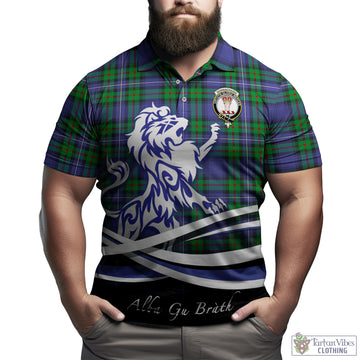 Donnachaidh Tartan Polo Shirt with Alba Gu Brath Regal Lion Emblem