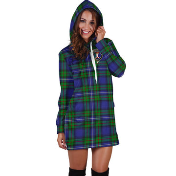 Donnachaidh Tartan Hoodie Dress with Family Crest