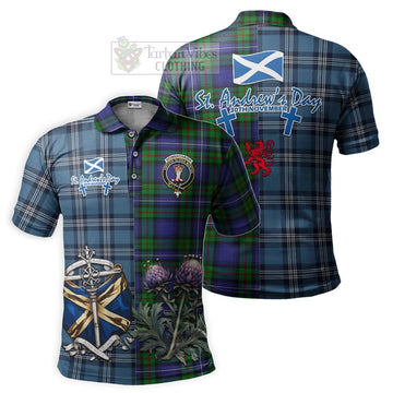 Tartan Vibes Clothing Donnachaidh Tartan Polo Shirt Happy St. Andrew's Day Half Tartan Style