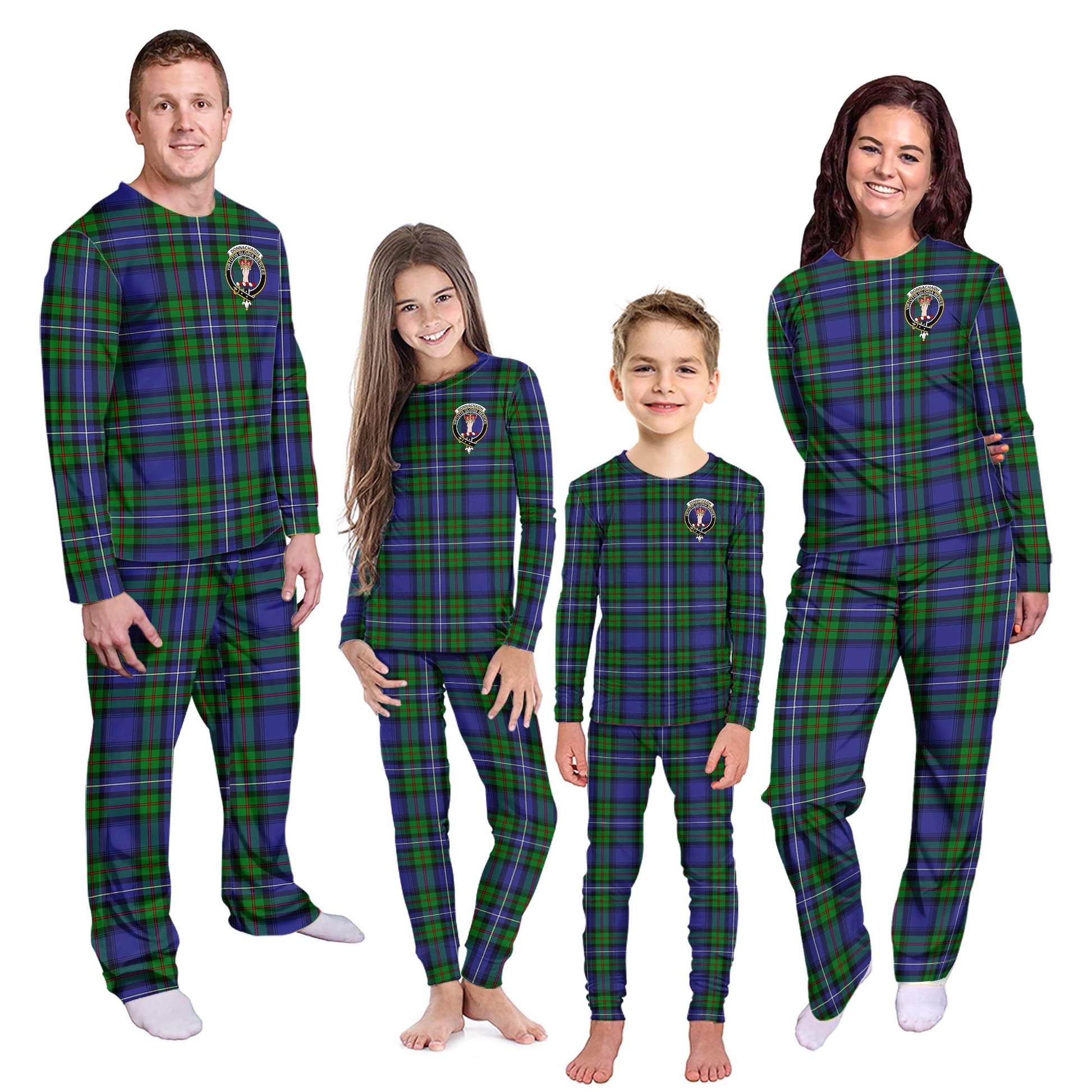 Donnachaidh Tartan Pajamas Family Set with Family Crest Kid - Tartan Vibes Clothing