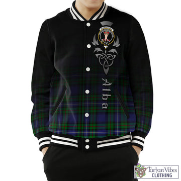 Donnachaidh Tartan Baseball Jacket Featuring Alba Gu Brath Family Crest Celtic Inspired