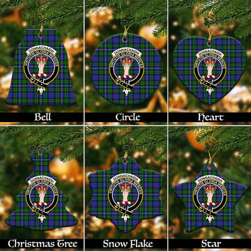 Donnachaidh Tartan Christmas Ceramic Ornaments with Family Crest