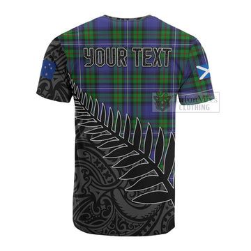 Donnachaidh Crest Tartan Cotton T-shirt with New Zealand Silver Fern Half Style