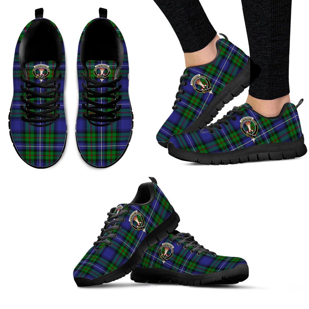 Donnachaidh Tartan Sneakers with Family Crest - Tartan Vibes Clothing
