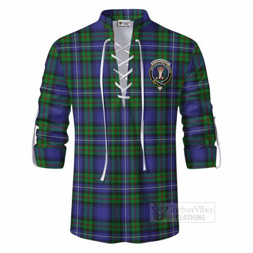 Tartan Vibes Clothing Donnachaidh Tartan Ghillie Kilt Shirt with Family Crest DNA In Me Style