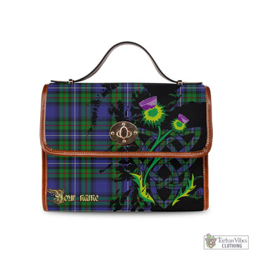 Donnachaidh Tartan Waterproof Canvas Bag with Scotland Map and Thistle Celtic Accents