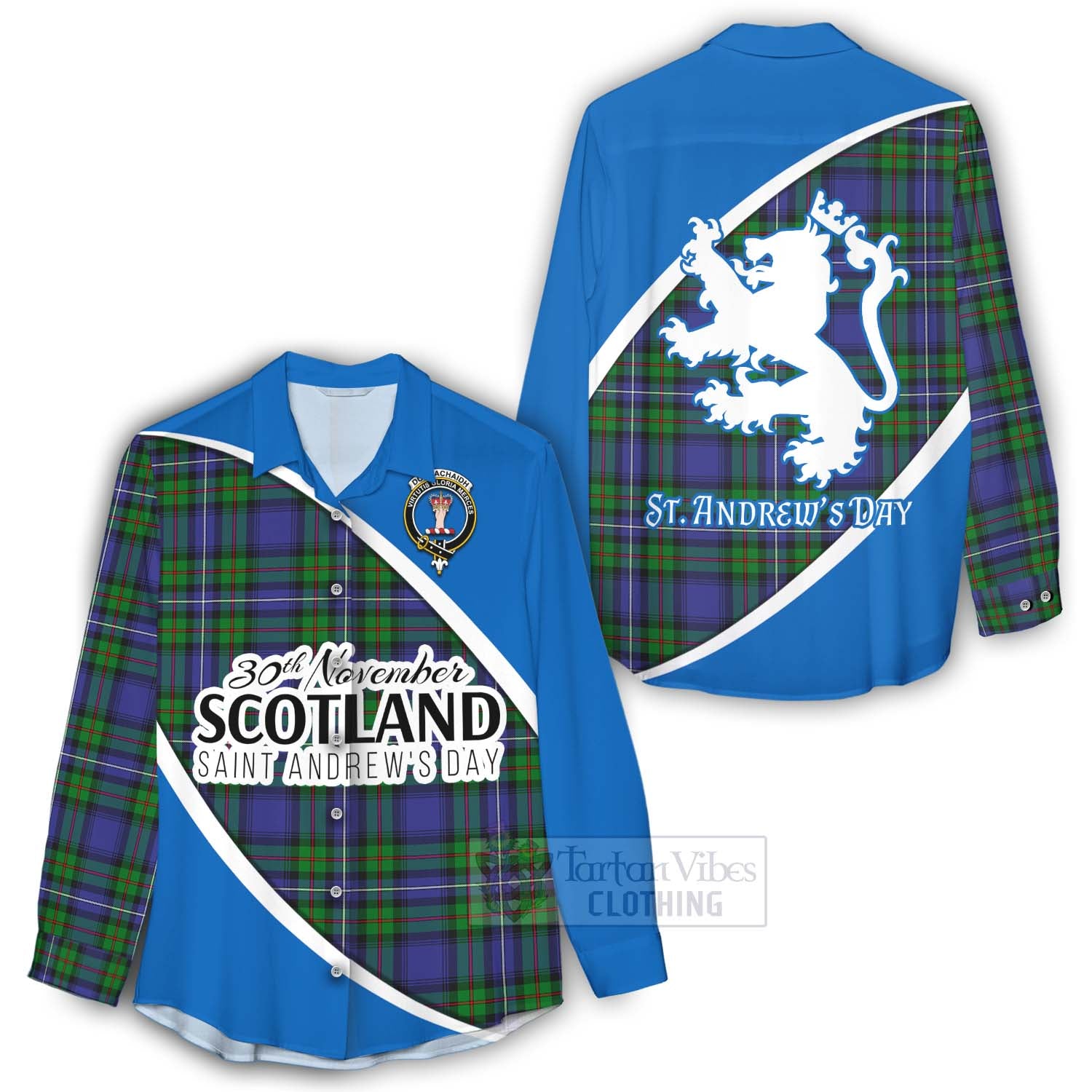 Tartan Vibes Clothing Donnachaidh Family Crest Tartan Women's Casual Shirt Celebrate Saint Andrew's Day in Style