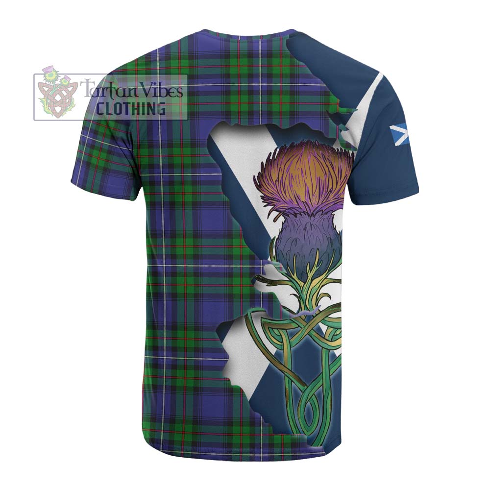 Tartan Vibes Clothing Donnachaidh Tartan Family Crest Cotton T-shirt Scottish Thistle Celtic Inspired