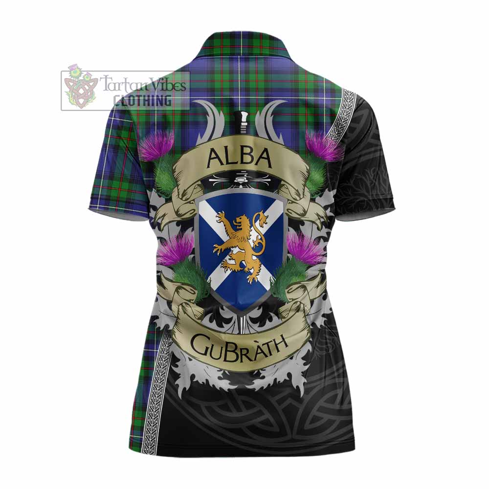 Tartan Vibes Clothing Donnachaidh Tartan Family Crest Women's Polo Shirt Lion Rampant Royal Thistle Shield Celtic Inspired