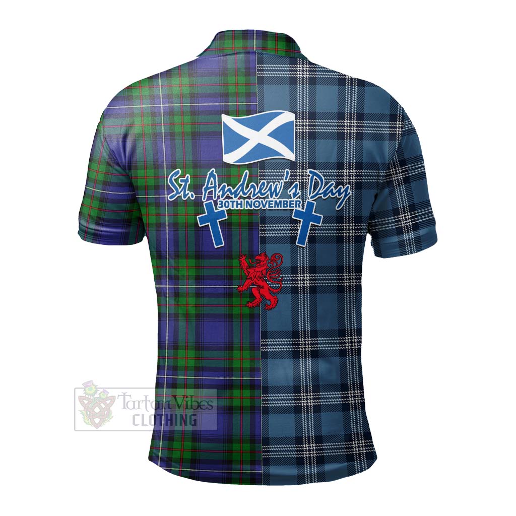 Tartan Vibes Clothing Donnachaidh Tartan Polo Shirt Happy St. Andrew's Day Half Tartan Style