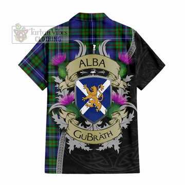 Donnachaidh Tartan Family Crest Hawaiian Shirt Lion Rampant Royal Thistle Shield Celtic Inspired