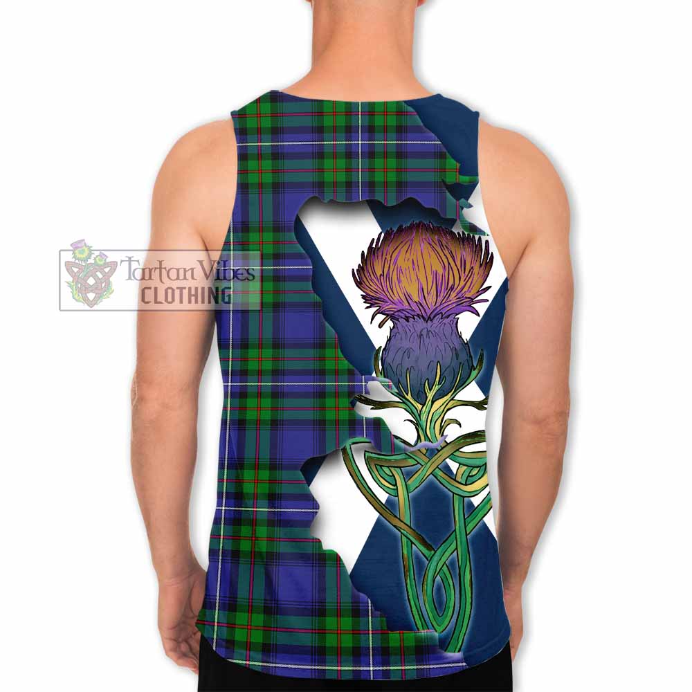 Tartan Vibes Clothing Donnachaidh Tartan Family Crest Men's Tank Top Scottish Thistle Celtic Inspired