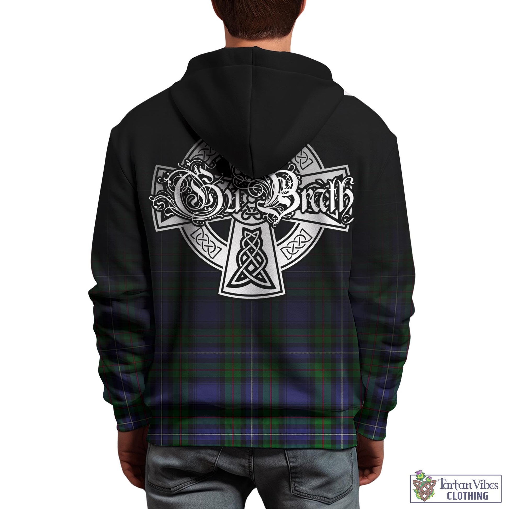 Tartan Vibes Clothing Donnachaidh Tartan Hoodie Featuring Alba Gu Brath Family Crest Celtic Inspired