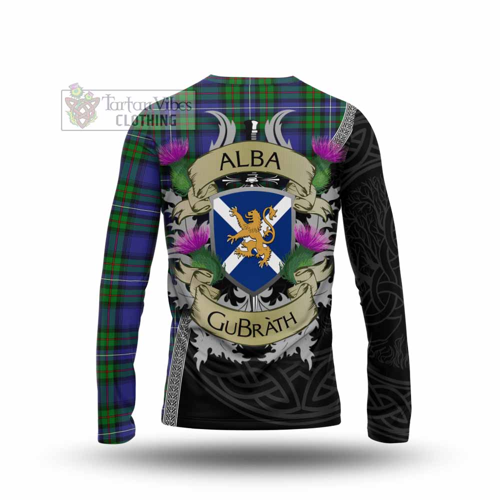 Tartan Vibes Clothing Donnachaidh Tartan Family Crest Long Sleeve T-Shirt Lion Rampant Royal Thistle Shield Celtic Inspired