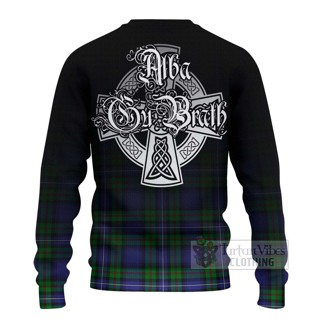 Tartan Vibes Clothing Donnachaidh Tartan Knitted Sweater Featuring Alba Gu Brath Family Crest Celtic Inspired