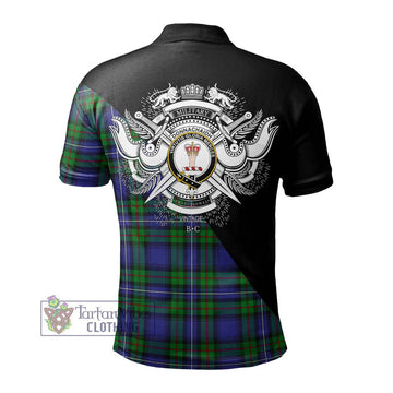 Donnachaidh Tartan Polo Shirt with Family Crest and Military Logo Style - Tartanvibesclothing Shop