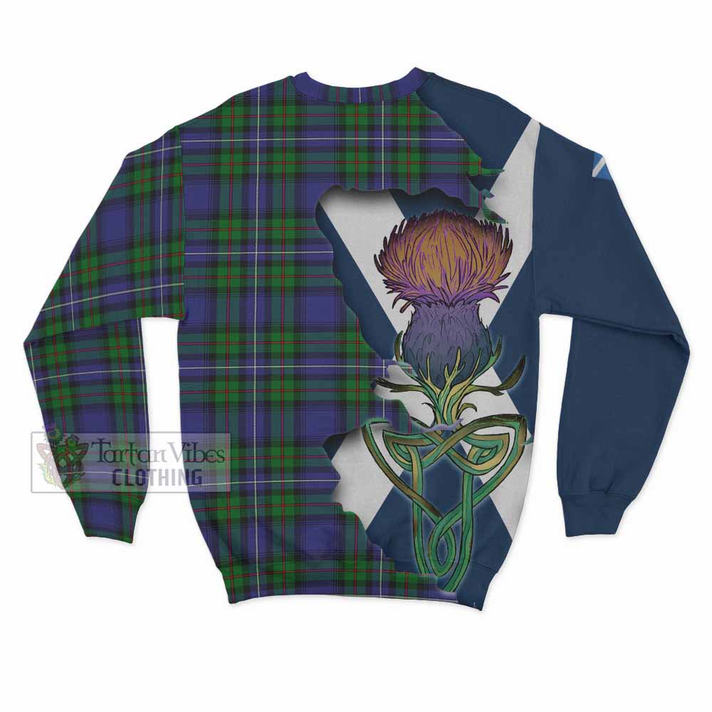 Tartan Vibes Clothing Donnachaidh Tartan Family Crest Sweatshirt Scottish Thistle Celtic Inspired
