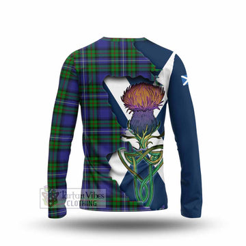 Tartan Vibes Clothing Donnachaidh Tartan Family Crest Long Sleeve T-Shirt Scottish Thistle Celtic Inspired