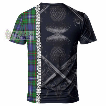 Tartan Vibes Clothing Donnachaidh Tartan T-Shirt with Family Crest Cross Sword Thistle Celtic Vibes