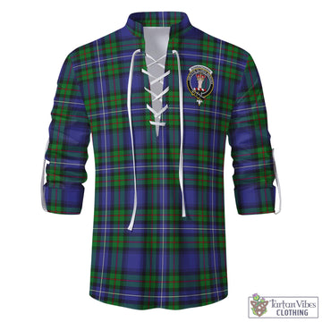Donnachaidh Tartan Men's Scottish Traditional Jacobite Ghillie Kilt Shirt with Family Crest