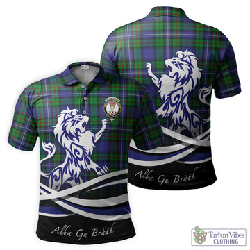 Donnachaidh Tartan Polo Shirt with Alba Gu Brath Regal Lion Emblem
